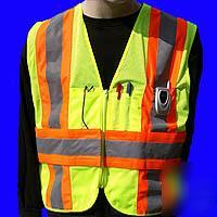 Xl - xxl expandable safety vests multi-pockets, zipper 