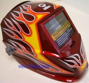 Miller 231408 pro-hobby red flame auto helmet