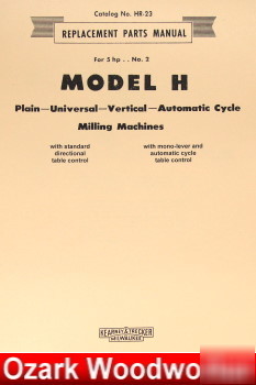 Oz~kearney trecker model h milling machines part manual