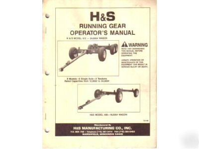 H&s 612 408 single axle tandem operator's manual 1995