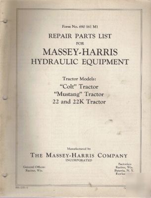 M-h op repair parts list for hydraulic equipment.