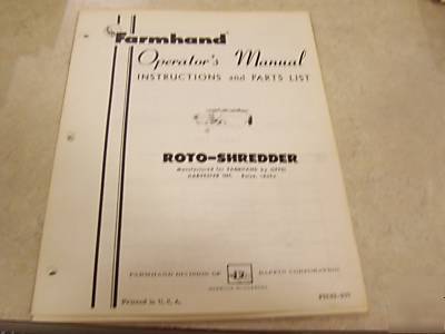 Farmhand roto-shredder operator's manual