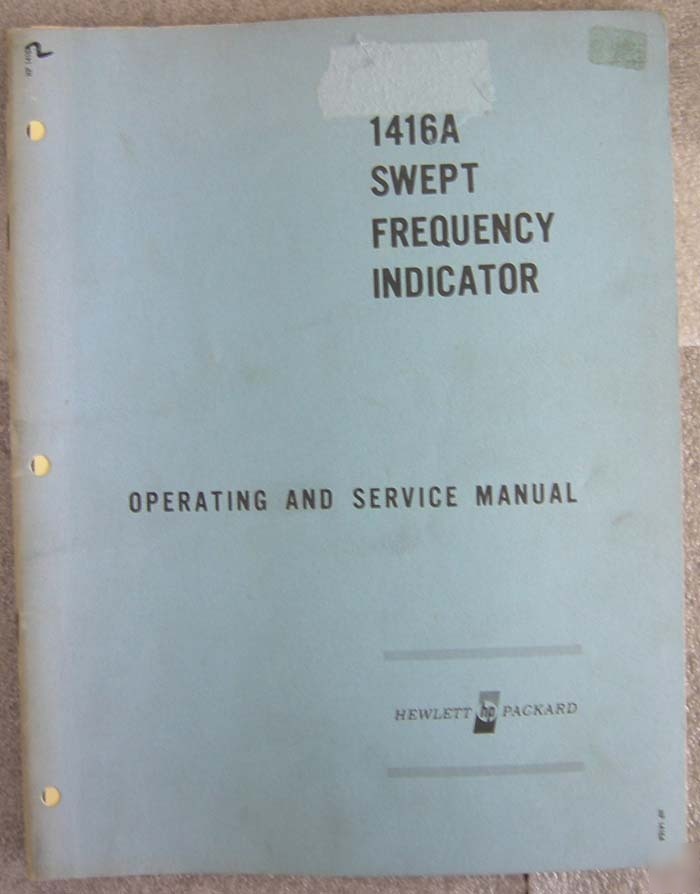 Hp 1416A swept frequency indicator manual