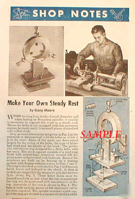 Metal lathe steady / center rest plans fits any lathe