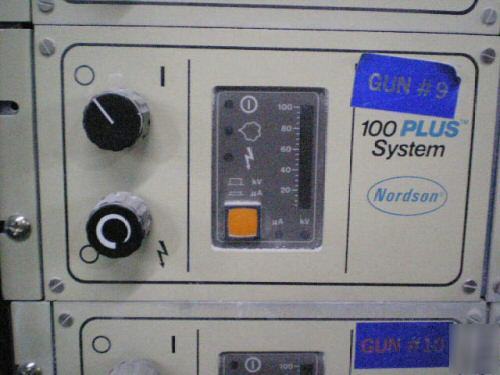 Powder coating system, guns, controls, reciprocators