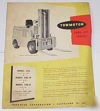 1959 towmotor forklift 540 lift truck brochure advert