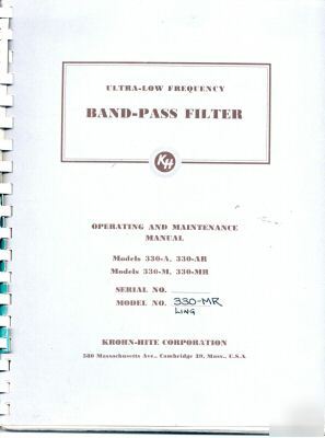 Krohn-hite 330-a ar m mr ops & maintenance manual