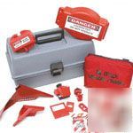 Combination lockout toolbox with safety padlocks 