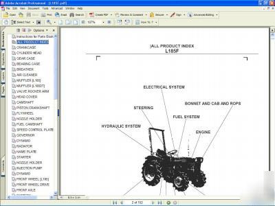 Kubota L185F 2X 4 tractor parts manual