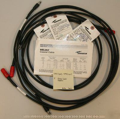 New (3) sma(m)-sma(m) 8' (8 feet) andrew heliax cables 