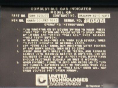 United technologies combustable gas indicator model gn