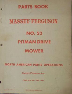 1961 massey ferguson 52 sickle mower parts manual