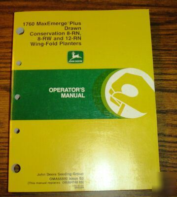 John deere 1760 drawn planter operator's manual jd book