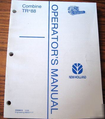 New holland tr 88 combine operator's manual nh book