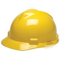 Msa safety works yellow v-gard ratchet hard hat 475360