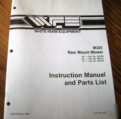 White M325 rear mount mower operator's & parts manual