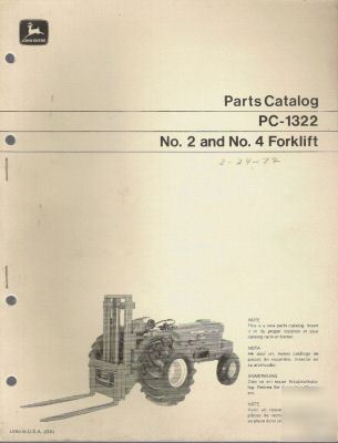 John deere parts catalog for no. 2 and no. 4 forklift