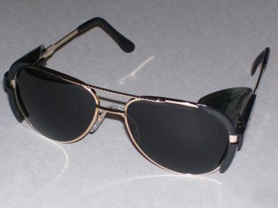 Aviator gold frame gray/smoke lens safety glasses