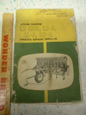 1961 deere lz 1010 lz-b ll-a pd-a grain drills manual 