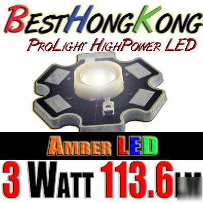 High power led set of 2 prolight 3W amber 113.6LM