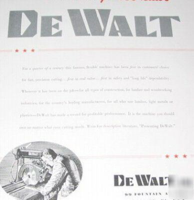 De walt radial power saws-tools lancaster, pa -1947 ad