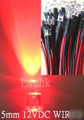 50P 12V dc pre wired 5MM 18,000MCD red led custom car