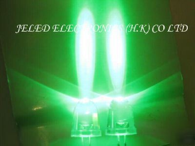 New 50X 10MM jumbo green led lamp 70,000MCD low ship 