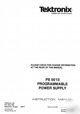 Tek tektronix PS5010 ps 5010 operation & service manual