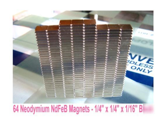 64 ndfeb neodymium magnets 1/4 x 1/4 x 1/16 inch block