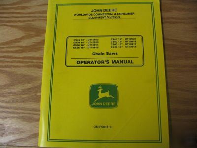 John deere CS36 to CS40 chainsaws operators manual
