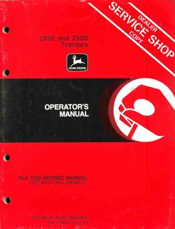 John deere tractor operator's manual 2350 2550 tractors