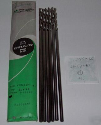 6 extended length m precision twist drills 0.2945