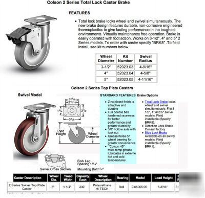 New 5 â€œ swivel lock caster (colson hi-tech) 80/20