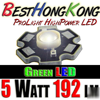 High power led set of 10 prolight 5W green 192 lumen