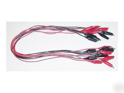 Medium alligator clip leads black red set of 10