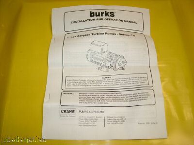 Burks close coupled turbine pump 3CR6M-fe