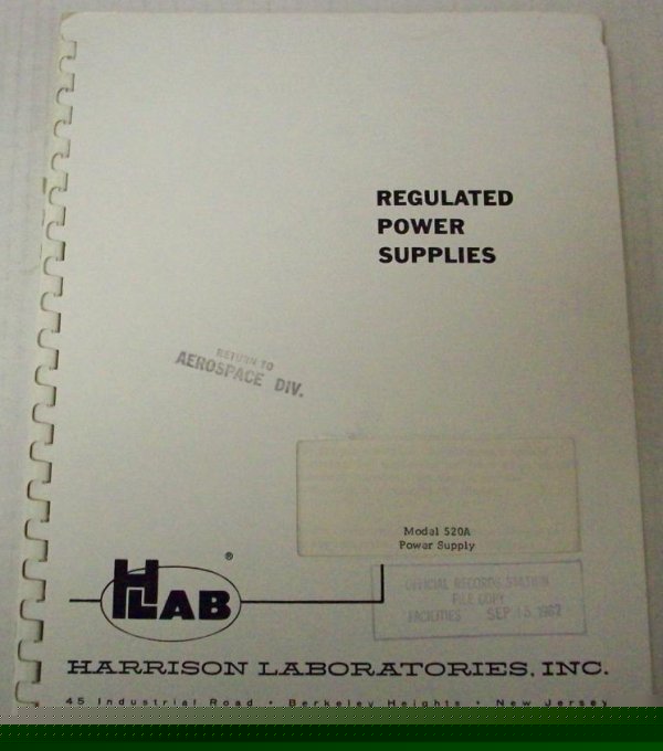 Hp 520A power supply operating and service manual
