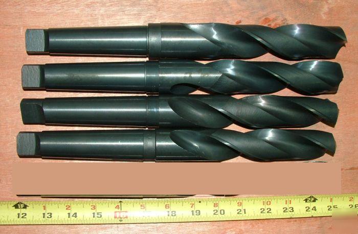 New 4 pc morse taper 4 shank drill bit set hss