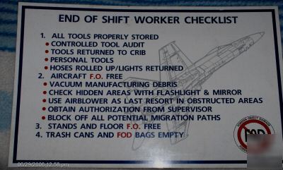Mcdonnell douglas end of shift worker checklist sign