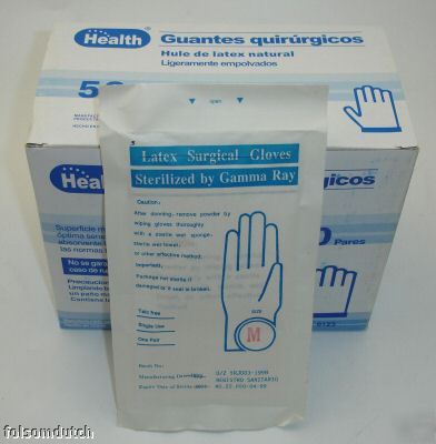 * boxed powdered sterile latex disposable gloves medium
