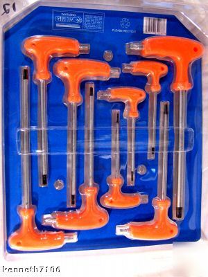 New grip t-handle tamper proof star key wrench set 9 pc 