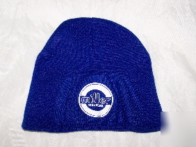 New miller welders logo, brand blue knit beanie