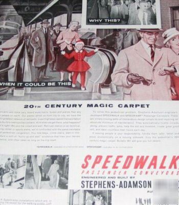 Speedwalk stephens-adamson passenger conveyors -1957 ad