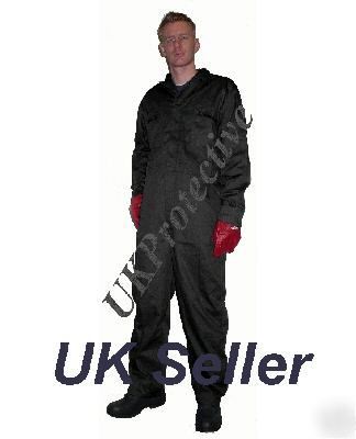 Black zip front boiler suit, overall, workwear - large