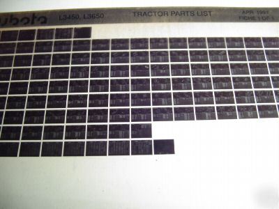Kubota L3450 & L3650 tractor parts catalog microfiche