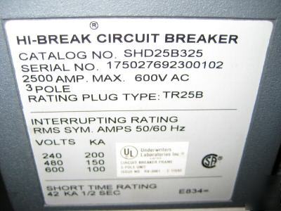 Ge power break powerbreak ii SHD25B325 2500 amp 2500A a