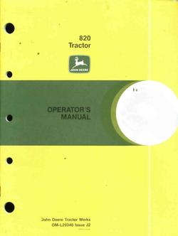 John deere operators manual for 820 tractor tractors nm