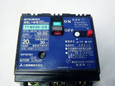 Mitsubishi 20A circuit breaker m/n: NV30-cs - used