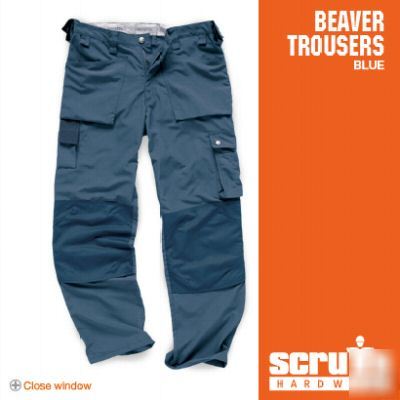 Scruffs beaver trousers blue W30 L32 +free action pack