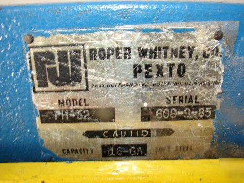 Pexto roper whitney hydraulic power sheet metal shear